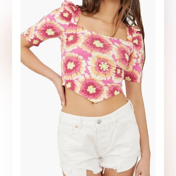 Free People Give Me More Crop Top- Pop Combo- Size L- NWT - Picture 1 of 5